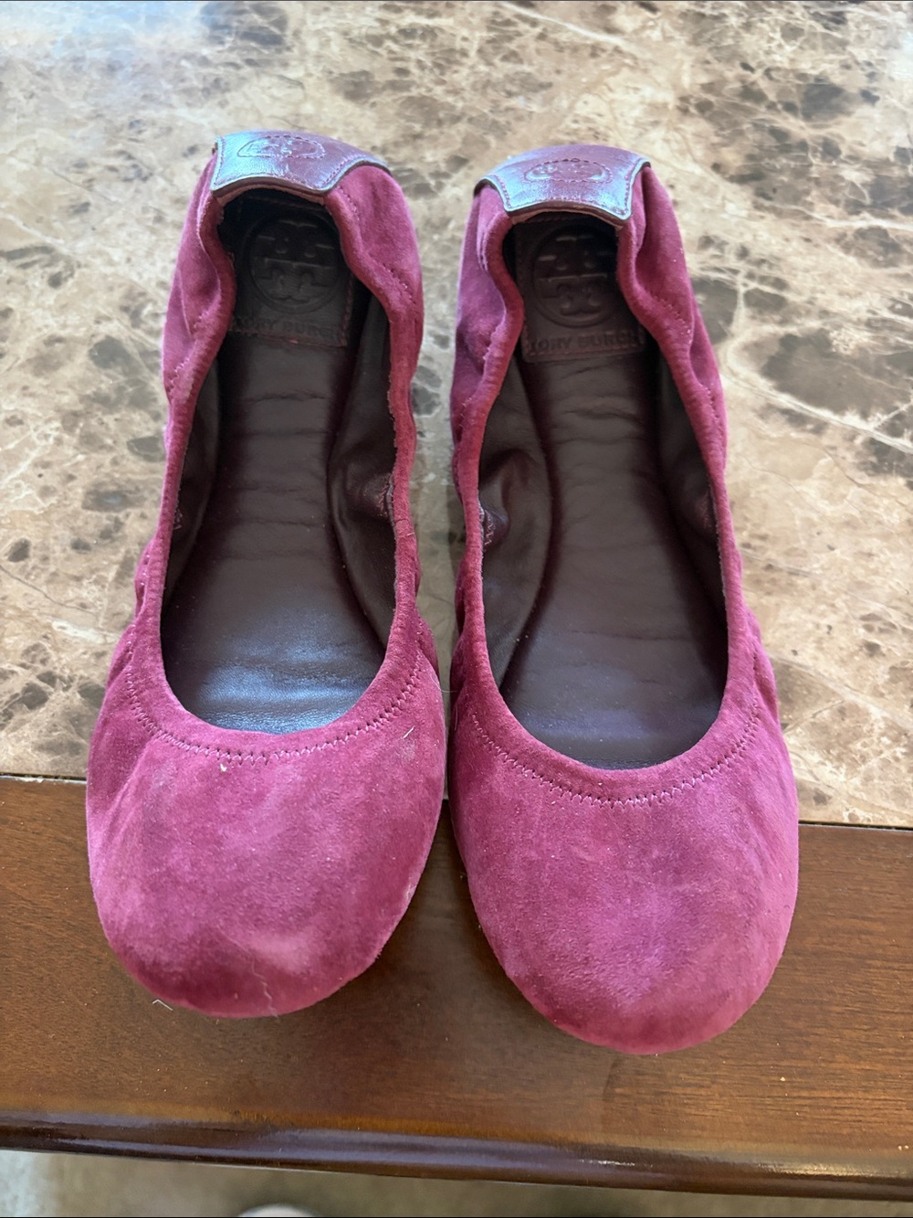 Tory Burch Plum Suede Ballet Flats
Burgundy